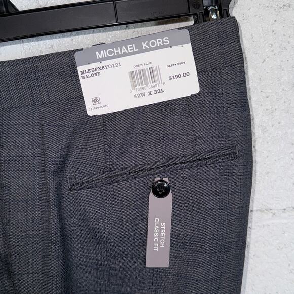 Michael Kors Men's Plaid Classic Wool-Blend Stretch Suit Pants grey 42x32 $190 - Picture 6 of 11